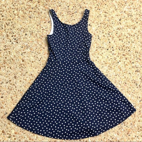 Divided H&M Polka Dot Sleeveless Blue Dress 2 - Picture 2 of 6